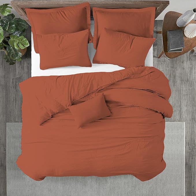 Kotton Culture 1 Pc Custom Size Duvet Cover Only -100% Egyptian Cotton Sateen 600 Thread Count Ultra Soft Premium Durable Comforter Cover Zipper Closure & Corner Ties (Burnt Orange, Custom)