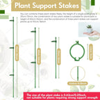 meekoo 60 Pcs Adjustable Garden Plant Support Stakes Single Stem Plant Cage Support Rings with Clips and Connect Pipe for Orchid Rose Tomato, 12 Inch (Green)