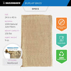 Sandbaggy Burlap Bags Large 24" x 40" - Potato Sack Race Bags for Kids & Adults | Perfect Birthday Party Game | Shrub & Plant Frost Protection - Food Grade (Pack of 1)