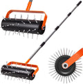 Walensee Rolling Lawn Aerator, Heavy Duty Manual Aerator Tool with 42 Spikes, Lawn Spike Aerator Roller with 71" Adjustable Handle, Soil Penetrator Push Lawn Aeration for Garden Yard Patio