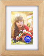 RPJC 6x8 inch Picture Frame Made of Solid Wood and High Definition Glass Display Pictures 4x6 with Mat or 6x8 Without Mat for Wall Mounting Photo Frame Natural