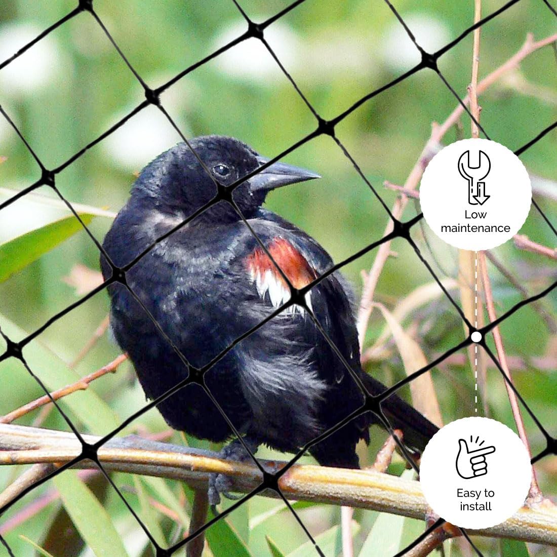 Bird-X Standard Bird Netting, Ideal for Gardens and Lightweight Applications, UV-Stabilized Mesh Netting with 3/4" Hole Opening, Easy to Install, 200' x 14'