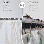 Punkray Beige Khaki Shower Curtain for Bathroom with Hooks, Extra Long Shower Curtain Set Stripe Bath Curtains Decorative White Shower Curtains Weighted Hem Water Repellent Washable, 72 x 72