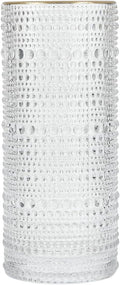 Fortessa Jupiter Beaded Hobnail Glass, 11 Ounce Collins/High Ball (Set of 6), Gold Rim Clear