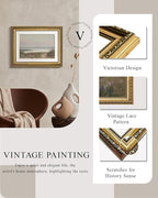 VIYYIEA Gold Framed Wall Art Canvas Print Home Decor Classical Coastal Scenery Bathroom Pictures Wall Decorations Farmhouse Wall art Room Decor Kitchen Office Bathroom Art Prints Wall Decor 11x14in