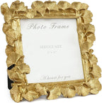 Cuspin Vintage Gold 5x5 Picture Frame, Gold Ornate Leaf Textured Hand-Crafted Resin with Glass Front, Antique Square Photo Frame for Tabletop Display, Retro Design Home Decor