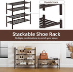 2 Tier Bamboo Shoe Rack Storage Organizer for Closet, Multifunctional Stackable Free Standing Shoe Shelf Organizer for Small Space,Entryway, Hallway, Bathroom27 x11 x13 (Brown, 2 Tier)