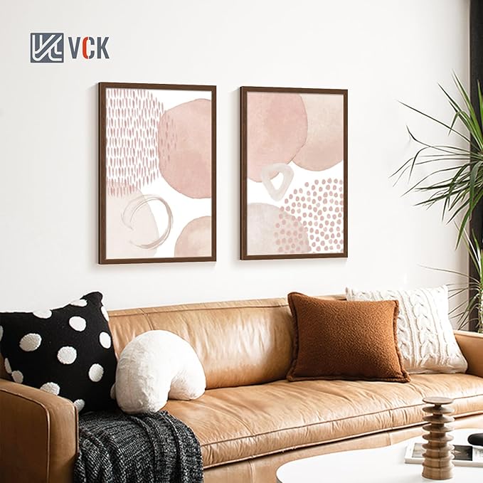 VCK 27x40 Picture Frame Set of 4 - Brown, Gallery-Quality Wood Poster Frames, 1.1-Inch Wide Border, Polished Plexiglass, Vertical or Horizontal Wall Display for Photo/Art/Prints, Brown