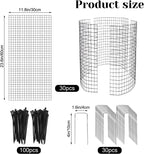 30 Pcs 24'' x 12'' Large Wire Plant Protector from Animals, 10 Pack Metal Plant Cage Chicken Wire Cloche with Ground Stakes and Nylon Tie to Keep Animals Out, Garden Protection Bunny Barricade