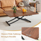 4 in 1 Folding Dining Table with Adjustable Lift Top & Wheels, Multi-Function Coffee Table to Dining Table for Apartments, Kitchens, Living Rooms, Scratch-Resistant & Easy Assembly