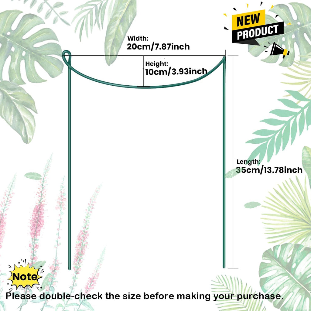 Half Round Snake Plant Support Stakes, Plant Ring for Peonies, Hydrangeas, and More - Sturdy, Rust-Proof Plant Supports for Indoor and Outdoor Potted Plants (6 Pack, 14x8Inch)