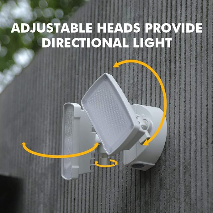 LUTEC LED 3500 Lumen 32W 5000K Integrated Dual-Head Flood Light Outdoor Dusk to Dawn Waterproof Exterior Security Wall Light for Patio Garden Yard