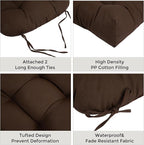 FUNHOME Outdoor Chair Cushions 19 x19 Inch,Water Resistant Tufted Seat Cushions 19",Reversible,Weather Resistant,Rounded Back Wicker Chair Cushion for Patio Garden Furniture(Chocolate Brown)