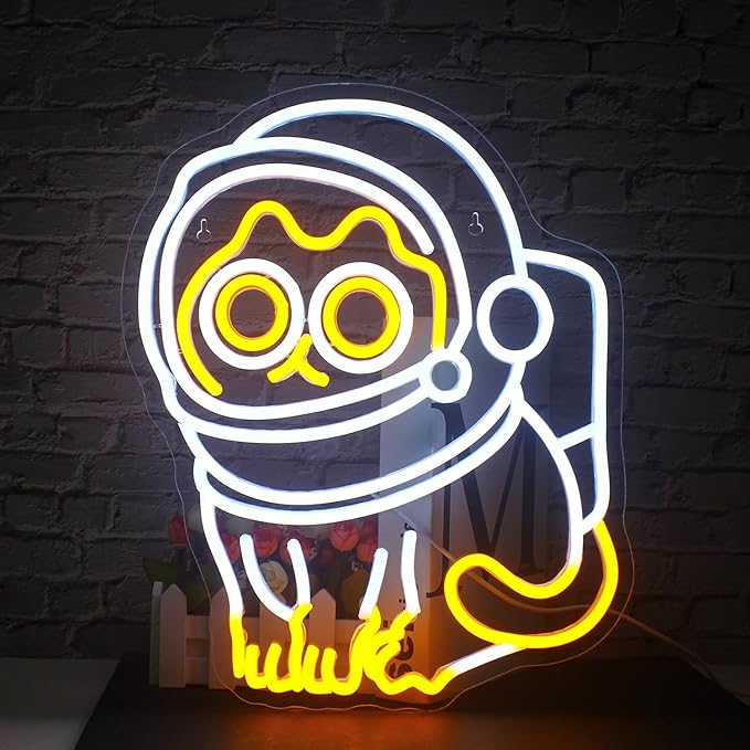 Astronaut Cat Neon Sign Led Neon Lights for Wall Decor Bar Light Up Signs for Bedroom Home Beer Bar Club Man Cave Wedding Birthday Party Decorations Gifts