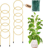 17.5 Inch Indoor Plant Trellis for Climbing Plants,Metal Trellis,Small Garden Trellis for Potted Plants,Plant Stakes for Indoor Plants Accessories Hoya,Flower,Plant Support (Golden-Metal)