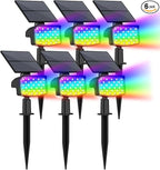 WELALO Solar Color Changing Spot Lights Outdoor, Waterproof Solar Christmas Lights with 9 Modes, Multicolor RGB Landscape Spotlights for Yard Driveway Lawn Patio Pathway Decorations, 6 Pack