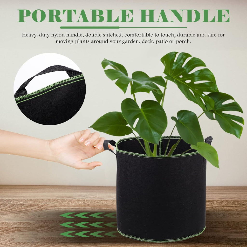 DOITOOL 5 Pack 5 Gallon Plant Grow Bags, Nonwoven Plant Fabric Pots with Handles, Vegetable/Flower/Plant Grow Bags for Nursery Garden Planting
