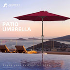 JEAREY 10FT Outdoor Patio Umbrella Outdoor Table Umbrella with Push Button Tilt and Crank, Market Umbrella 8 Sturdy Ribs UV Protection Waterproof for Pool, Garden (Wine Red)