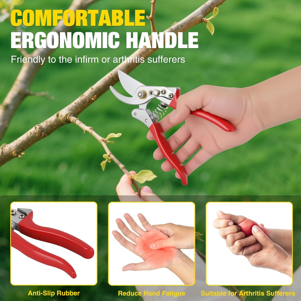 Yesker Pruning Shears Garden Shears 8.6" Professional Bypass Garden Scissors Yard Clippers with Sharp SK5 Steel Blade Heavy Duty Hand Pruners for Branch Flower Plant Trimming Cutting Gardening Tools