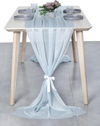 MDS Halloween Chiffon Table Runner - 10 Pack, 29 x 170 Inches, 14ft Each - Sheer Spooky Table Runners for Haunted House Parties, Trick-or-Treat Tables, Witchy Décor, Wedding & Events - Baby Blue