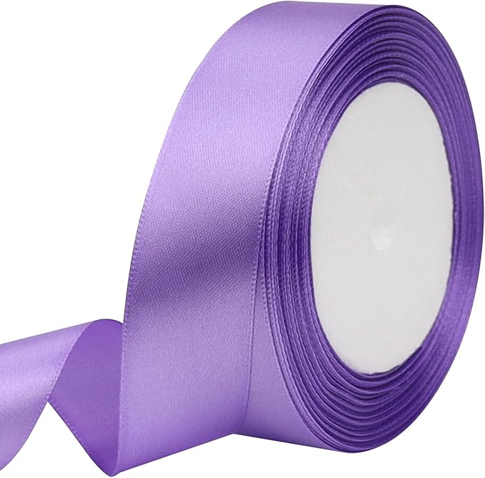 Light purple Solid Satin Ribbon 1 Inch 25 Yards Solid Polyester Fabric Ribbon for Gift Wrapping Wedding Christmas Baby Shower Birthday Party Decoration Handmade Immortal Flower Craft