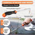 Nicofie 2026 Hand Weeder Tool, Rubber Handle Manual Weeder Puller Tool, Uprooting Weeding Tools, Crack Weeder Crevice, 4 Teeth Weeding Tool, Weeding Artifact Tool for Gardening(3 Pcs)