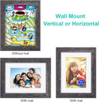 RPJC 6x8 inch Picture Frame Made of Solid Wood and High Definition Glass Display Pictures 4x6 with Mat or 6x8 Without Mat for Wall Mounting Photo Frame Driftwood Finish