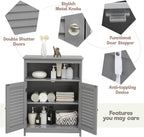 GLACER Bathroom Floor Cabinet, Wooden Storage Cabinet with Double Shutter Doors & 3-Position Adjustable Shelf, Side Storage Organizer Cabinet, 23.5 x 12 x 31.5 inches (Grey)