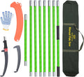 27FT Manual Pole Saw, Tree Branch Trimmer with 8-Section Fiberglass Handle, Sharp Steel Blade, Lightweight Extendable Design for High Branch Trimming, Ideal for Palms and Shrubs