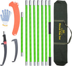27FT Manual Pole Saw, Tree Branch Trimmer with 8-Section Fiberglass Handle, Sharp Steel Blade, Lightweight Extendable Design for High Branch Trimming, Ideal for Palms and Shrubs