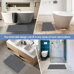 Stone Bath Mat Diatomaceous Earth Shower Mat Non-Slip Super Absorbent Diatomite Stone Bath Mats for Bathroom Floor Quick Drying Natural Easy to Clean(23.6''×15.4" Gray)