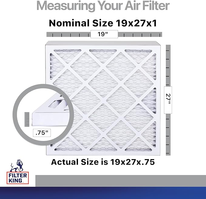 Filter King 19x27x1 Air Filter | 4-PACK | Carbon MERV 8 HVAC Pleated A/C Furnace Filters | MADE IN USA | Actual Size: 19 x 27 x .75"