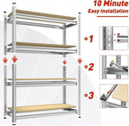 REIBII Storage Shelves Adjustable Metal Shelving 1600LBS Garage Shelves Industrial Metal Shelves 4 T ier Garage Shelving for Kitchen Pantry Closet, Sliver, 11.8" D x 23.6" W x 56.7" H