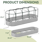 Lineware Raised Garden Bed with Sprinkler Timer and Self-Watering System, 8x3x1 ft Elevated Planter Boxes Outdoor with Mesh Cover, Oval Raised Beds for,Vegetables,Flowers, Backyard, Patio