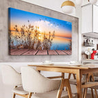 Wapluam Canvas Wall Art For Living Room Large Wall Decor For Office Bedroom Wall Decorations Blue Ocean Seascape Pictures Artwork Sun Seaview Poster Wall Painting Prints Works Home Decor 48 X 24 in