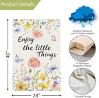 Louise Maelys Spring House Flag Enjoy The Little Things Butterfly Watercolor Flower Double Sided 28X40 Inch Floral Seasonal Welcome Small Burlap Holiday Yard Sign Outdoor Decor