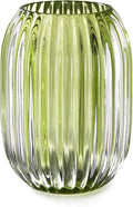 Serene Spaces Living Green Optical Glass Votive Holder, Perfect for Weddings and Home Décor, Measures 5" Tall and 3.5" Diameter