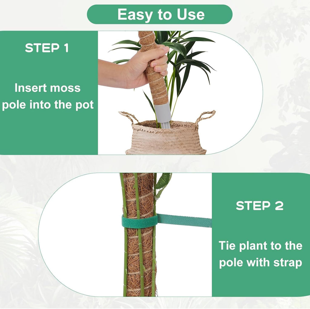 3 Pack Moss Pole, 30 Inch Monstera Plant Support， Moss Poles for Climbing Plants Indoor DIY, Coco Coir Plant Pole Moss Plant Stick Support Stake Kit for Potted Plants, Pothos, Philodendron