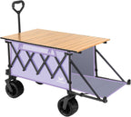 Whitsunday Collapsible Wagon with Tailgate and Big Wheel,Heavy Duty Utility Folding Wagons for Beach Camping Outdoor Purple