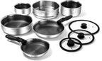 ROYDX New Model Hybrid Nonstick Cookware Set 19-Piece Stainless Steel Pots and Pans Set with Removable Handles, Save Space,Dishwasher and Oven Safe, Induction Ready, Compatible with All Cooktops