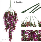 RECUTMS Artificial Hanging Plants Outdoors Faux Greenery Realistic Outdoor Porch Ferns,4 Pcs (Fuchsia)