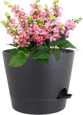 12 inch Large Self Watering Pots for Indoor Outdoor Plants, Flower Plant Pots with Mesh Drainage Holes for Garden House Plants, Plastic Planters with Reservoir for Home Decor, Black