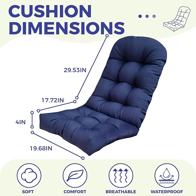 Outdoor Chair Cushions Waterproof Set of 2 Printing Tufted Adirondack Cushion Anti-Slip Thickened High Back Patio Seat Pads 47"*19.68"*3.9" Hawaii