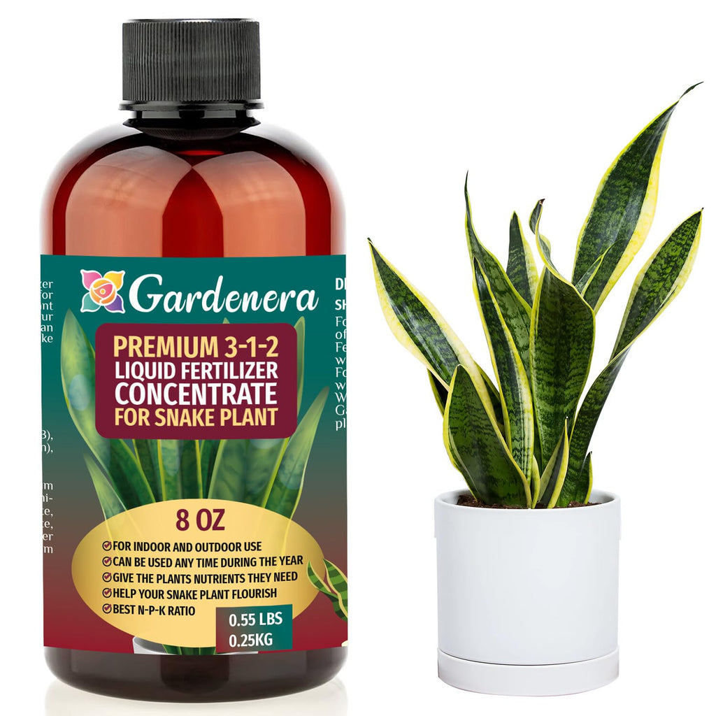Premium Liquid Snake Plant Fertilizer - 3-1-2 Concentrate for Indoor Plants and Flowers by Gardenera | Organic Plant Food for Snake Plants - 8oz