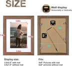 KINLINK 6x8 Picture Frame Rustic Brown, Solid Wood Frames with Acrylic Plexiglass for Pictures 4x6 with Mat or 6x8 without Mat, Tabletop and Wall Display Photo Frame, Set of 4