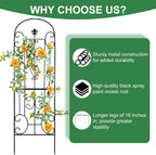 70"X18" Metal Garden Trellis for Climbing Plants, Climbing Plant Support, Heavy-Duty Steel Garden Trellis for Indoor & Outdoor Vines Plant Rose Vegetable Support Black (2, Pattern-C)