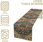 Boho Bohemia Style Table Runner, Country Rustic Farmhouse Vintahe Colorful Geometry Print Table Runner for Home Kitchen Dinner Party Holiday Decor, 13x60inch