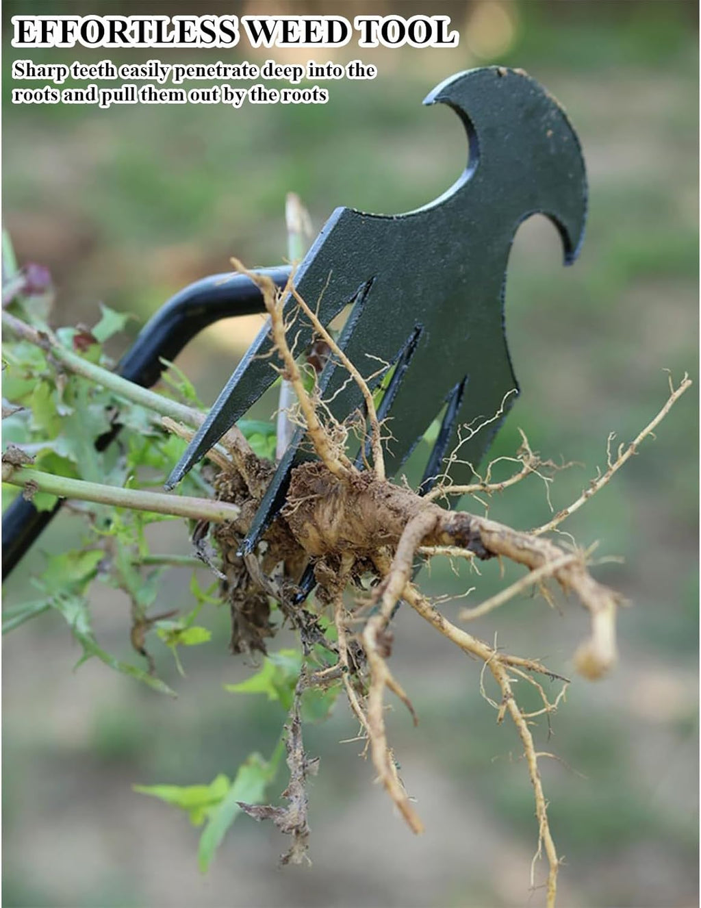 WMM Weed Puller Tool Gardening Tools Set of 2 Uprooting Weed Pulling Tool, 4 Teeth Manganese Steel Forged Weeding Tool for Vegetable, Portable Hand Weeder Tool for Garden Farm Planting Weeding