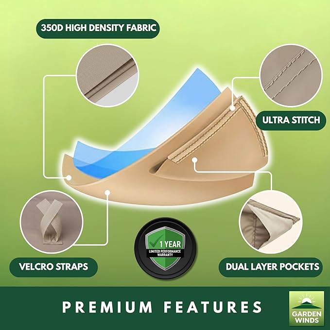 Garden Winds Durable 350 Replacement Canopy Top Compatible with Manhattan 10’ x 12’ Gazebo Model L-GZ1138PST - Beige