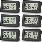 Vaikby 6-Pack Mini Digital Thermometer Hygrometer, Indoor Humidity Monitor, Temperature Humidity Gauge Meter with Fahrenheit (℉) for Greenhouse, Garden, Cellar, Closet, Fridge